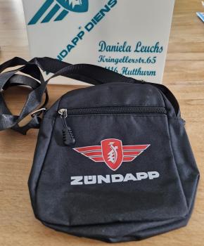 Zündapp Motorrad Umhängetasche mit 2 großen Fächern 19 x 15 x 5 cm